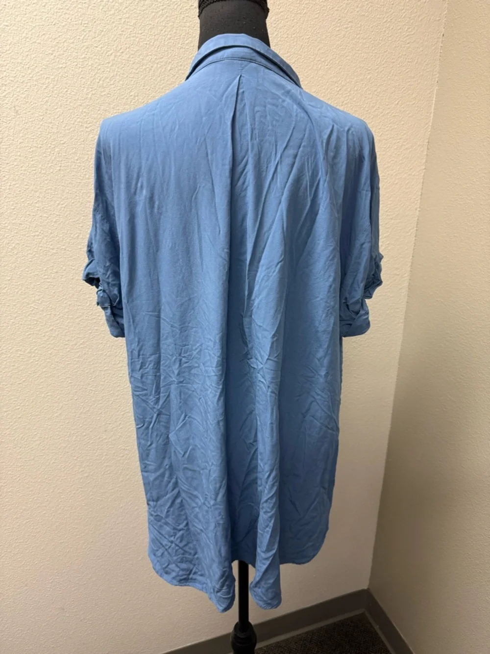 Jasmine Ginger Blue Embroidered Beach Button Shirt Tropical Top Large - Picture 7 of 11